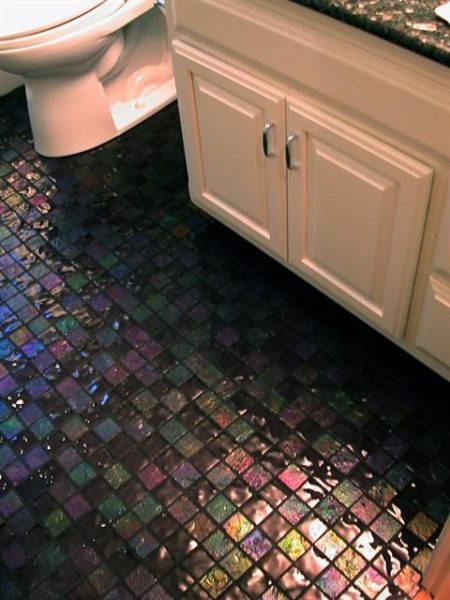 Lightstreams Dark Silver Grey Black Iridescent Glass Floor Tile – Cransten