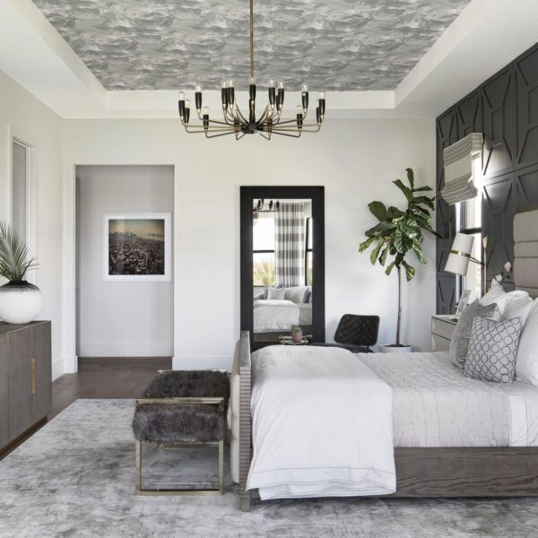 modern bedroom with accent wall