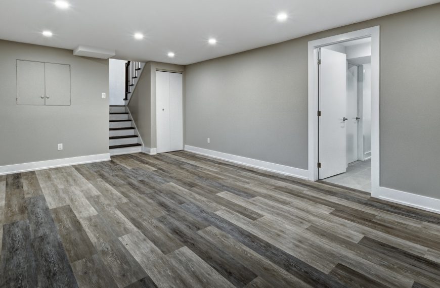 well-lit basement remodel