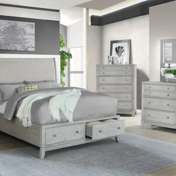 bedroom with white furniture