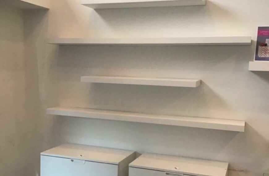 closet shelves in laundry room