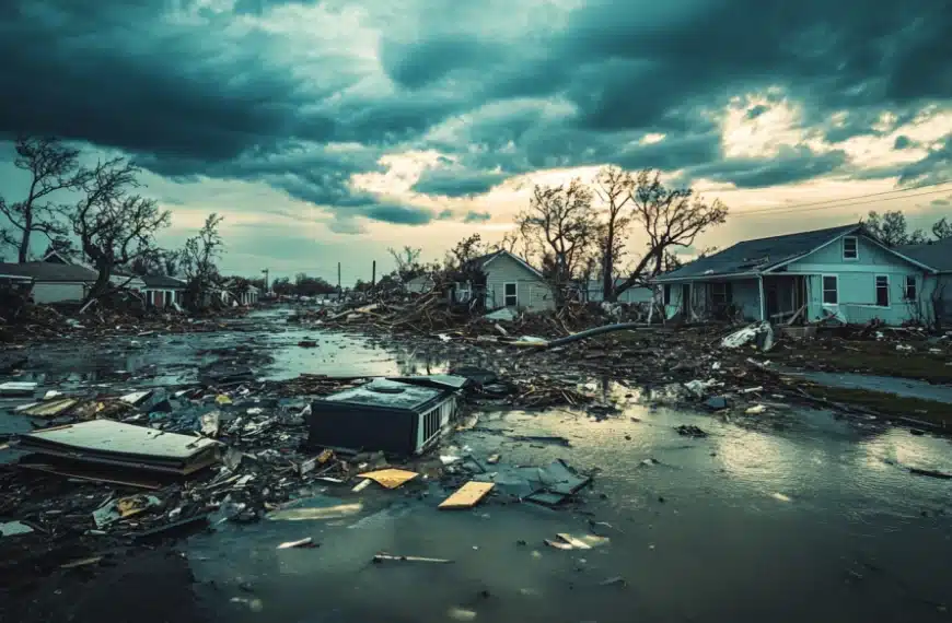 neighborhood damaged by hurricane