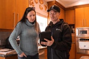 Discussing a project with client