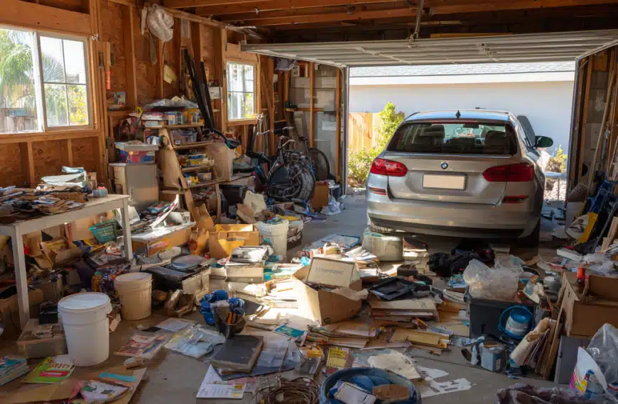 cluttered garage