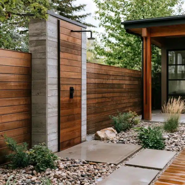 outdoor shower in the backyard