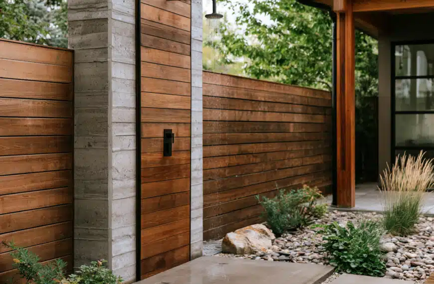 outdoor shower in the backyard